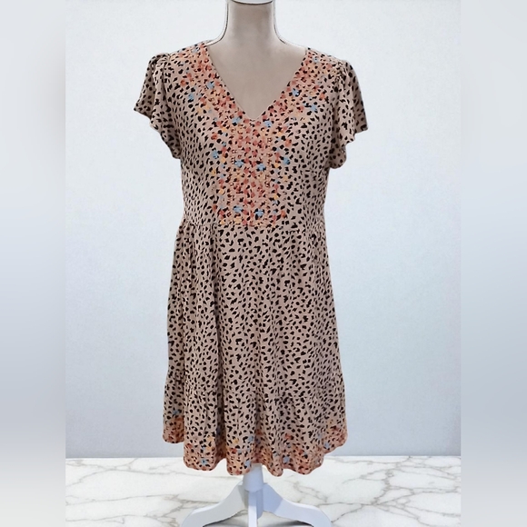 Savanna Jane Dresses & Skirts - Savanna Jane Colorful Cheetah Print Embroidered Dress Size Large Womans Boho